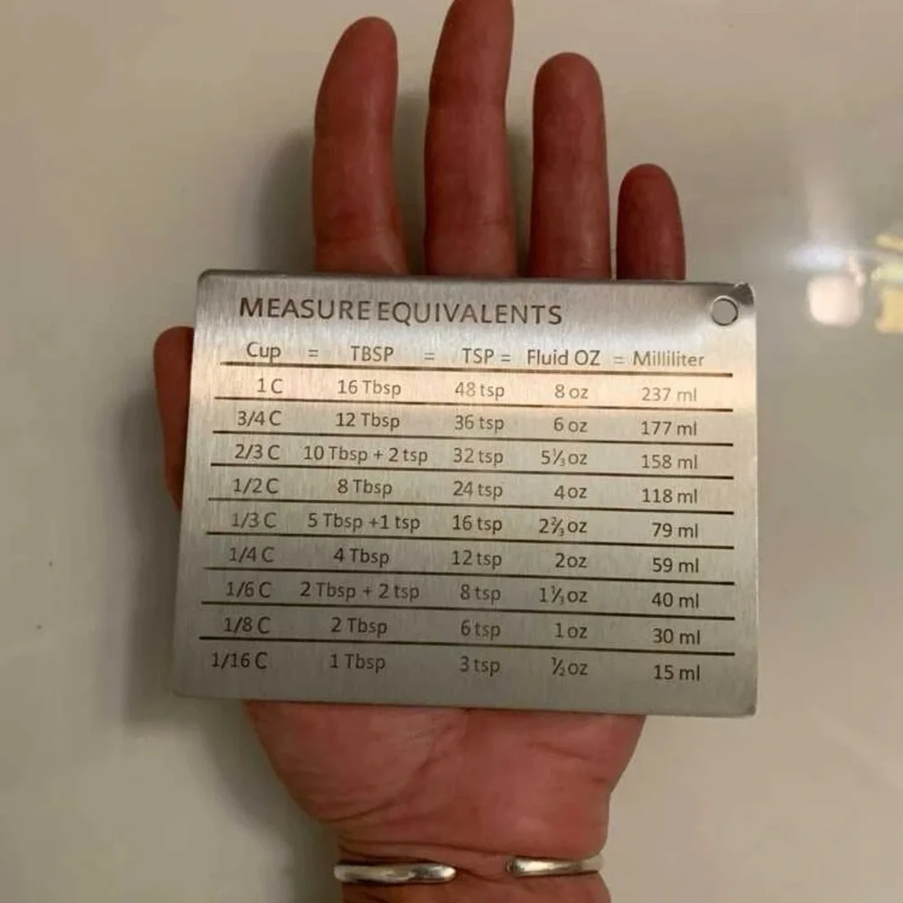 New Stainless Steel Silver Black Measure Equivalents Strong Baking Fridge Magnet